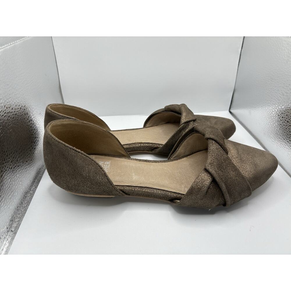 Eileen Fisher Fuller 6.5 Bronze Metallic Suede Knot D'Orsay Pointed Toe Flat